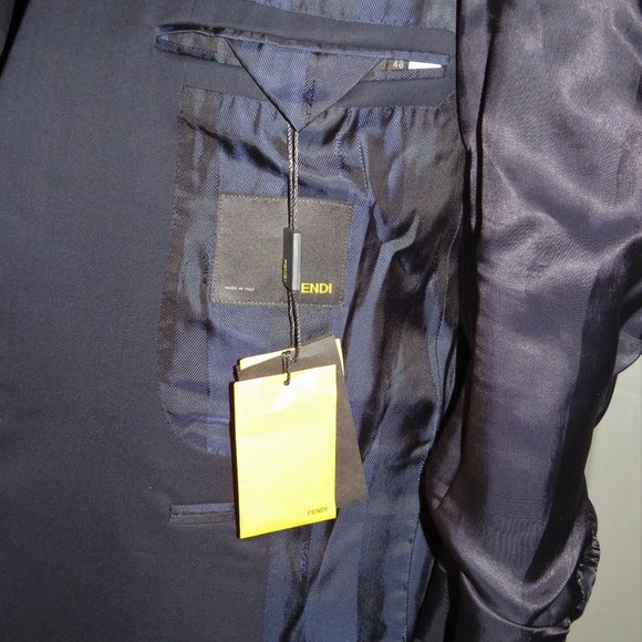 Fendi Solid Navy Blue Two Button Blazer 38R NWT - Picture 11 of 12